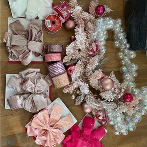 Pink and White Holiday Decoration Set